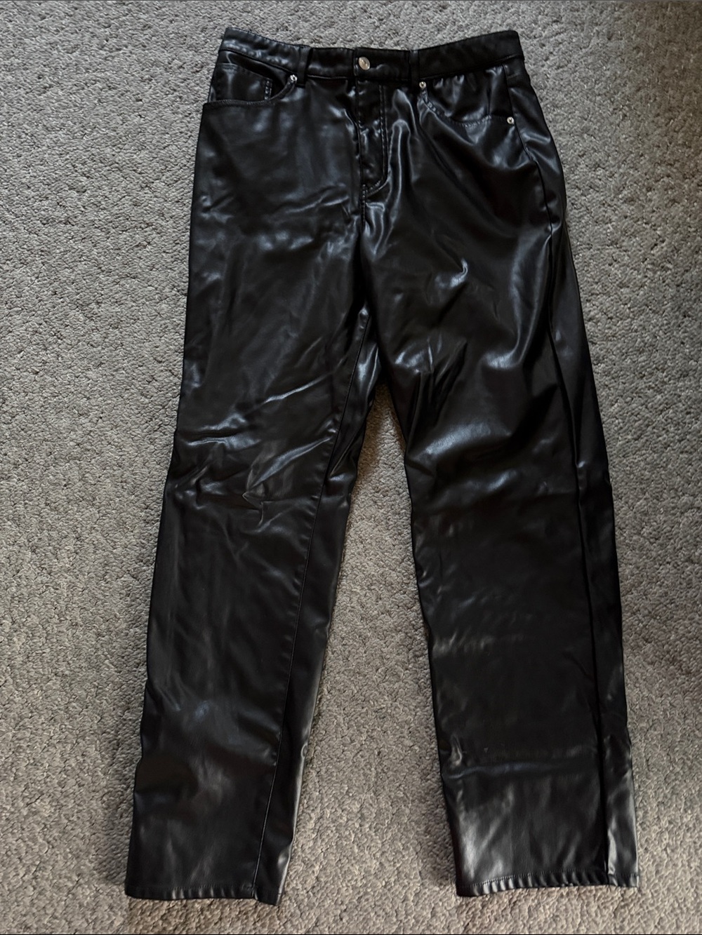 H&M Divided Black Faux Leather Straight Leg Pants